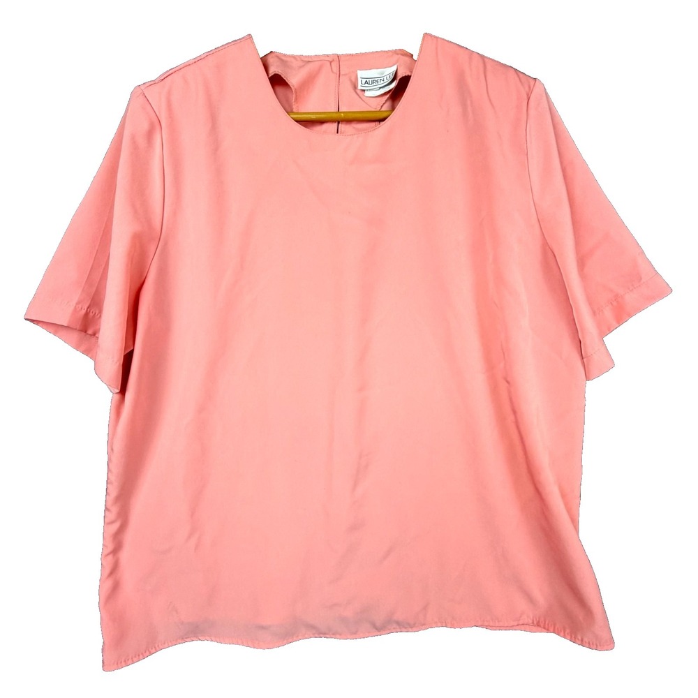 Vintage Lauren Lee Secretary Blouse Top Womens XL Pastel Peach Minimalist Office